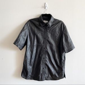 & Other Stories Leather Button-Up Short Sleeve Shirt